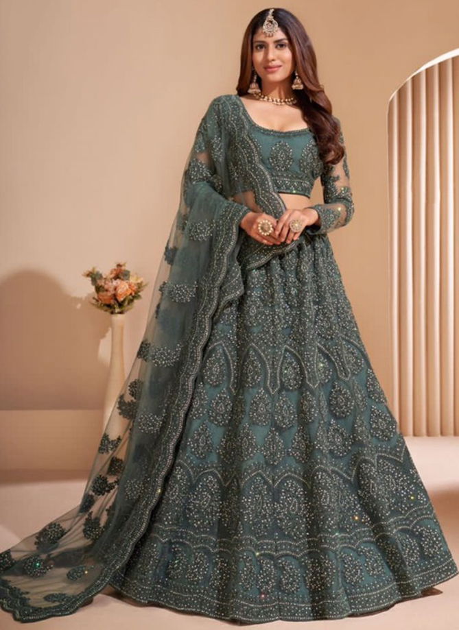 Dark Gray Colour Bridal Heritage Colour Splash Alizeh New Latest Designer Wear Net Lehenga Choli Collection 1002 F